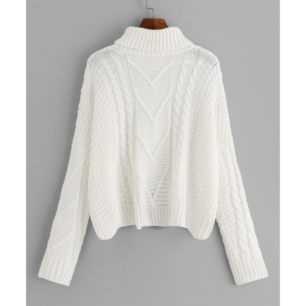 White cable knit turtleneck sweater 604542 - Picture 2 of 3